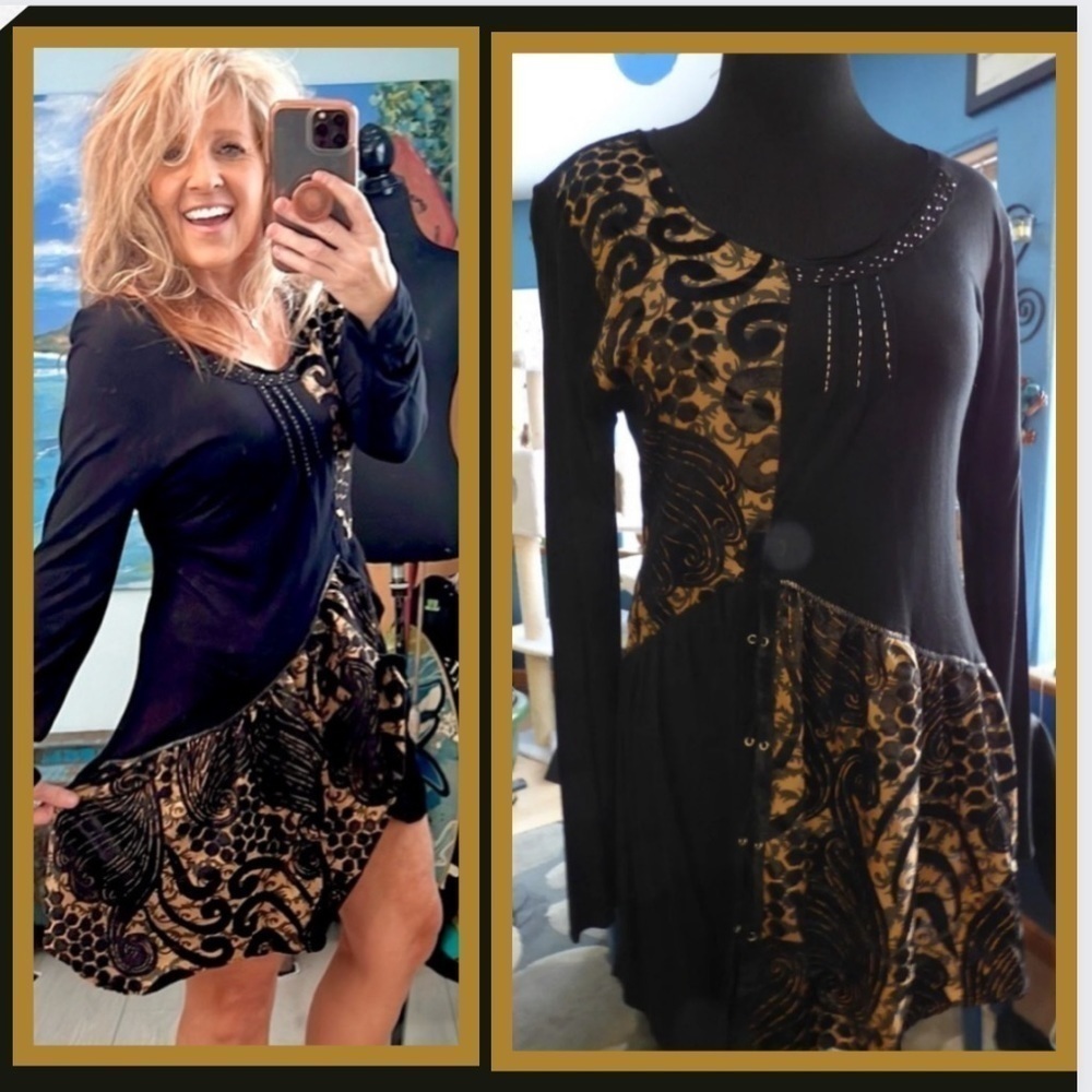 Joe Browns, Devore Panels, Lace & Lace-Up Dress, Exquisite, Excellent Condition
